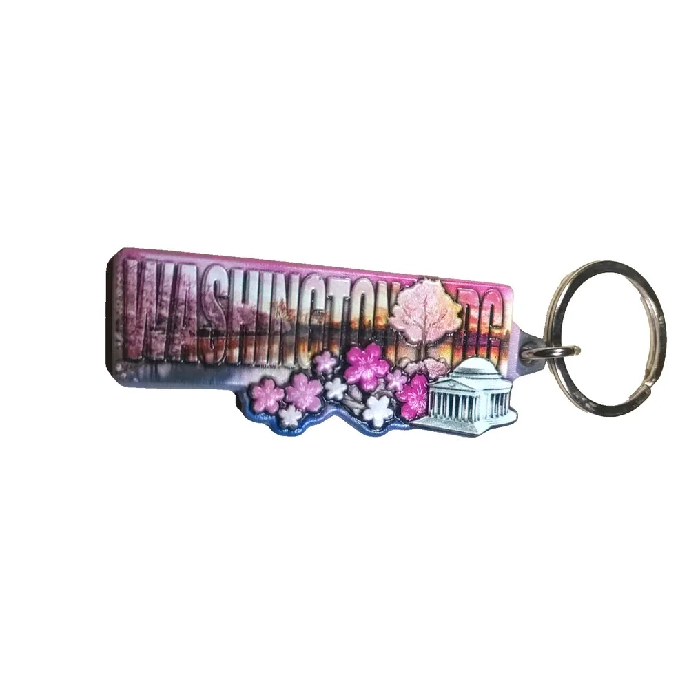 Washington Keychain Heavy Metal Cherry Trees Monument